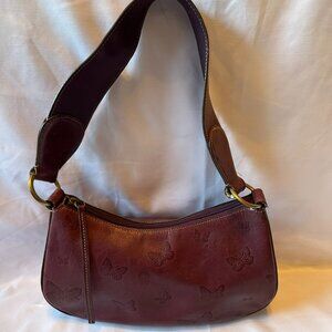 Purple Valerie Stevens Embossed Butterflies Leather Hand Bag/Purse